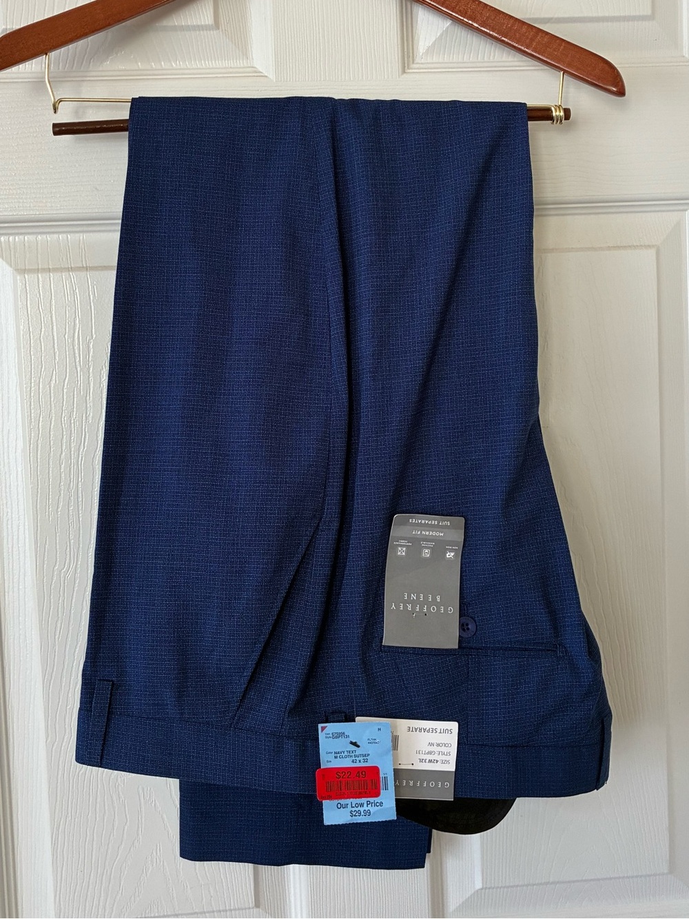 NWT Geoffrey Beene Navy Textured Mens Dress Pants Size 42 x 32